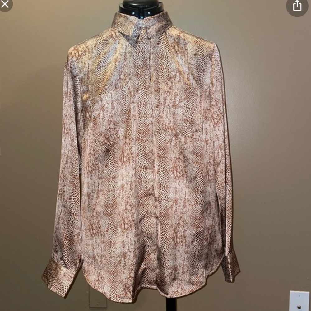 Snake Print Button Up Blouse - image 3